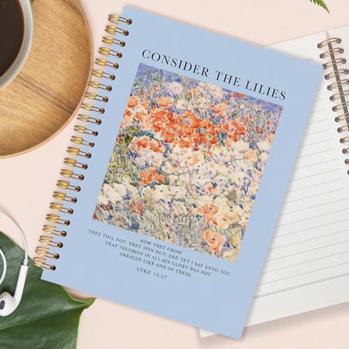 OJMFHEGEE Christian Consider The Blue Floral Spiral Notebook 5.5x8.3 in - color: Bible 2