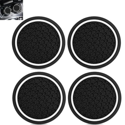 4PCS Car Cup Holder Coasters,2.75 Inch Non-Slip Insert Water Bottle Holder Pads, Shockproof Silicone Cup Pads, Universal Car Drink Holders for Vehicles, Trucks, RVs(Black/White) - color: White