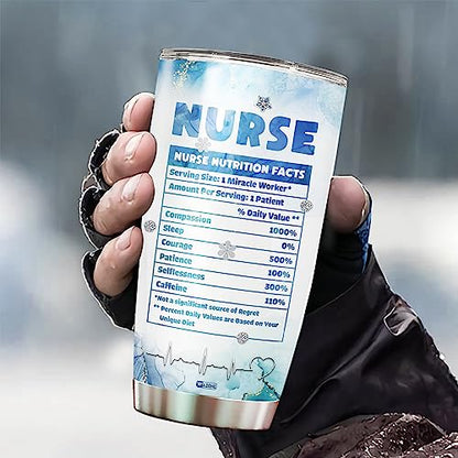 WAZONE Personalized Nutrition Facts Nurse Stainless Steel Tumbler 20 30oz Heartbeat Stethoscope Jewelry Insulated Travel Mug Medical Healthcare Graduation Gift For Nursing Women - color: Nurse