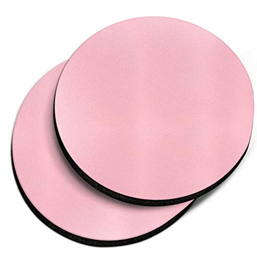, Solid Light Pink Design Absorbent ROUND Fabric Felt Neoprene Car Coasters for Drinks, 2pcs Set - color: Solid Light Pink