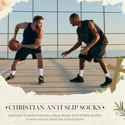 Glitopper Cross Grip Soccer Socks Anti Slip Christian Socks with Bible Verse Religious Grip Sports - color: White, style: Proverbs 3:5