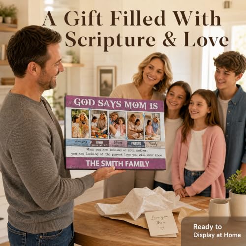 Personalized God Says Mom Is Photo Canvas With Name Christian Gift - color: Design03