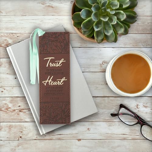 Christian Art Gifts Premium Faux Leather Floral Bookmark: Trust in The Lord - color: Brown - Trust Lord