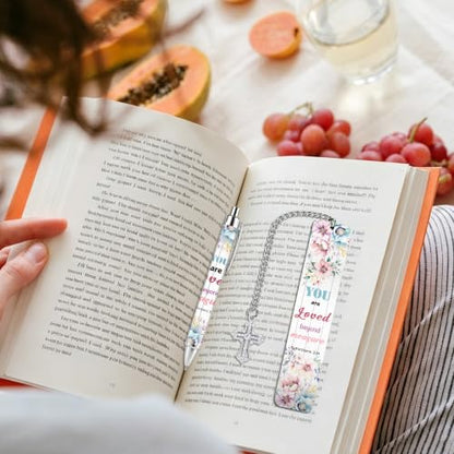 Bible Book Mark for Women, You are Loved Metal Christian Gift Set with Pen - style: You Are Loved