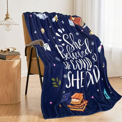 She Believed She Could so She Did, Congratulations Blanket 60"X50" - color: Blue-inspirational Gifts