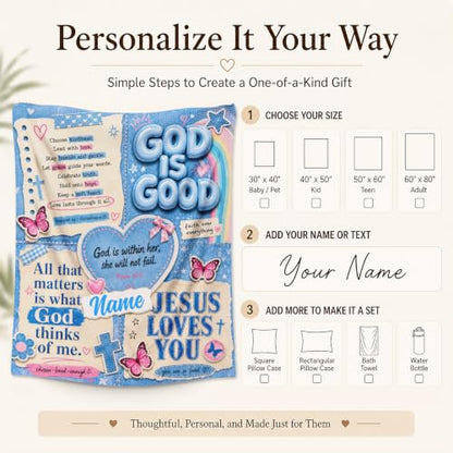 Personalized God Theme Blanket, Blue Inspiration Blankets for Travel Sofa - color: Blue