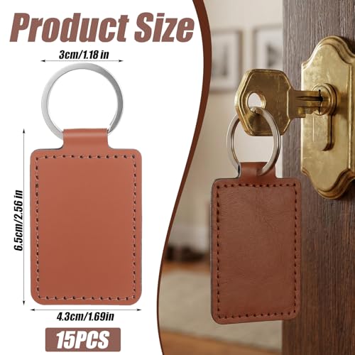 Elegaperma 15pcs Leather Keychain Blanks,Leather Keychains for Engraving