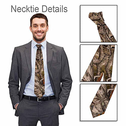 Black Dots Men's Neckties Retro Classic Circle Geometry Men's Tie for Mens Teens Business Work Casual Wedding Party - color: Camo Trees