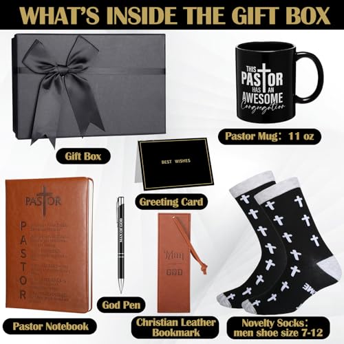 7 Pcs Pastor Appreciation Gifts for Men, Brown and Black - color: Brown and Black