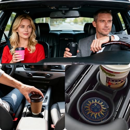 Ceramic Car Cup Coasters 2PCS - Art Sun - color: Art Sun