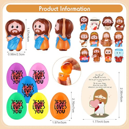 VioraWhite 24 Set Jesus Loves You Easter Eggs with Mini Balls, Special - style: Special