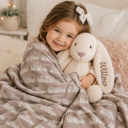 Personalized Embroidered Cream Stuffed Bunny, Easter Presents for Girls, Easter Toddler Gift, Stuffies for Girls, Baby Girl Toy, Baby Security Blanket, Custom plush, Stuffed Bunnies (Cream Bunny) - color: Cream Bunny