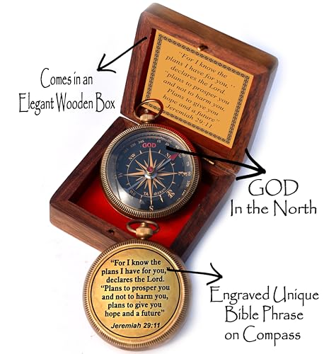 For I Know The Plans I Have For You, Jeremiah 29:11, Solid Brass Directional Engraved Compass, Baptism Gifts for Boys Girls, First Communion, Christian Gifts for Men, First Confirmation Gifts for Boys - style: #2 for I Know The Plans Compass