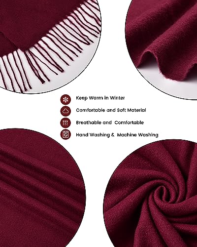 Clothirily Womens Winter Scarf, Oversized Long Blanket Plaid Shawl Wrap - color: Wine Red
