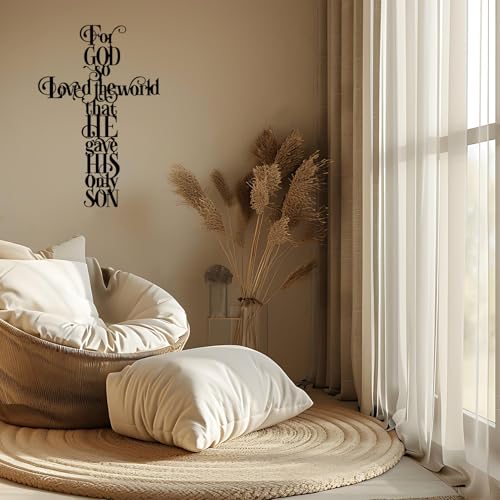 YKANYN Metal Cross Wall Decor, For God So Loves the World Wall Art