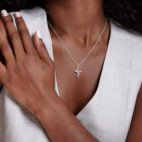 Carffordo 925 Sterling Silver Cross Necklace, Dainty Necklace for Women - style: Silver Crown Cross