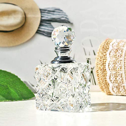 Clear Cubic Carved Crystal Refillable Perfume Bottle Desk Decor - color: Clear 3*