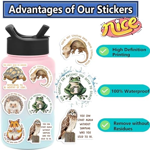 50PCS Animal Emotional Support Stickers, Motivational Stickers - style: Old World