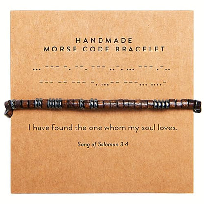 ARK & BAY Christian Morse Code Bracelet | Handmade Adjustable Custom Bible Verse Bracelets For Women & Men | Religious Faith Scripture | Catholic Beaded Jewelry Gift For Encouragement, Inspirational Hidden Message - style: Song of Solomon 3:4