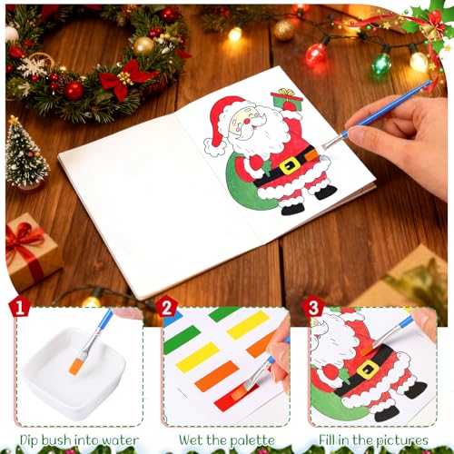 Kosiz 24 Pack Christmas Coloring Books with Brushes, Xmas Party Favors - style: Christmas Coloring
