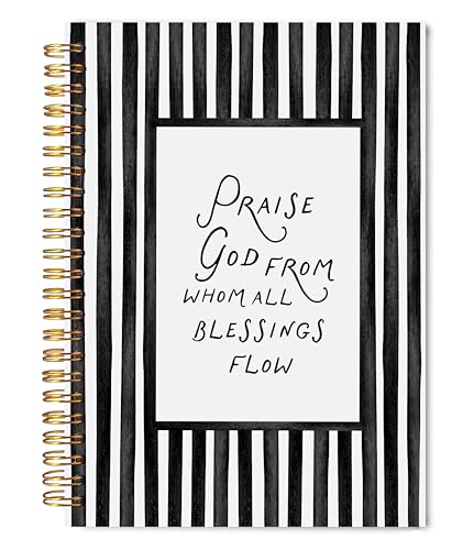 Green Christian Spiral Notebook Journal 5.5x8.3, Christian Gifts for Women Men, Bible Notebooks for Note Taking, Praise God from Whom All Blessings Flow Scripture Journals for Writing(Black) - color: black
