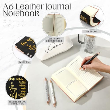 Skylety 6 Pcs Christian Gifts Set for Women Bible Study Supplies, Black - color: Black