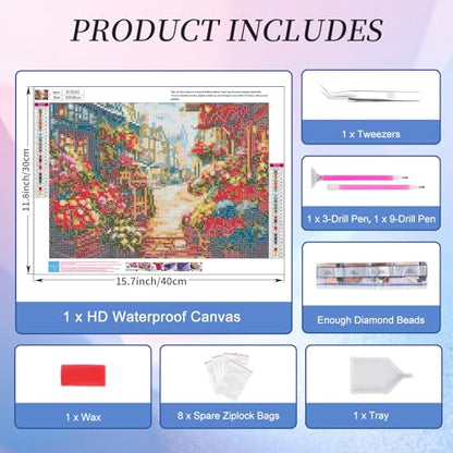 Diamond Art Kits for Adults, Flowers Diamond Painting Kit, 12x16 Inch - color: CYDP1P12
