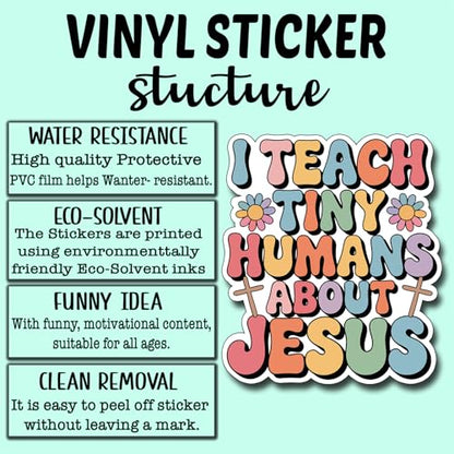 (3Pcs) I Teach Tiny Humans About Jesus Sticker Christian Inspirational Decals Decorate Books Laptop Phone Water Bottles Kindles Tumbler Waterproof Vinyl Stickers 2,7 x 3 Inch - color: I Teach Tiny Humans About Jesus