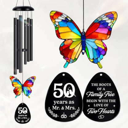 50th Anniversary Wind Chime Gifts, Happy 50th Wedding Jubilee Gifts - color: 50th Anniversary Family Tree Gift