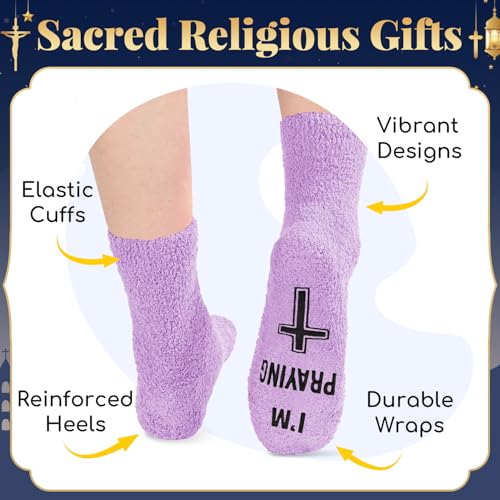 HAPPYPOP Christian Gifts - Christian Faith Religious Gifts, Jesus Socks for Christian - color: Praying Purple