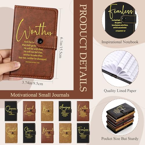 Spakon 40 Pcs Christian Gifts Bulk Prayer Journal with Pens, 3 Colors - color: Dark Brown, Lightbrown, Black