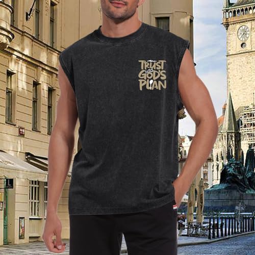 BINTEHGS Mens Sleeveless Graphic Tees Christian Tank Tops Workout Cut Off Shirt Acid Wash Gym Tanks Religious Faith Tee - color: Black, size: XX-Large