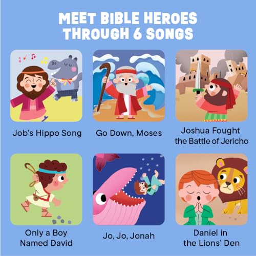 Bible Heroes Christian Sound Books for Kids - 6 Bible Songs for Toddlers – Christian Gifts for Kids - Baby Bible for Baptism, Christening, Dedication Gifts, Sunday School, Preschool Homeschool - color: Bible Heroes