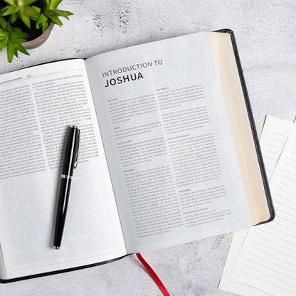 CSB Everyday Study Bible, Black Bonded Leather, Black Letter, Study Notes and Commentary, Illustrations, Articles, Charts, Easy-to-Carry, Easy-to-Read Bible Serif Type