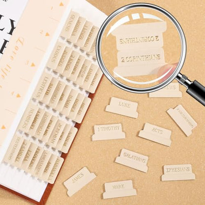 Leather Bible Tabs, Bible Tabs for Women and Men(Gold Foil Lettering) Large Print Stickers, Easy to Read and Apply, 66 Chapters & 14 Blank DIY Labels for Easy Navigation, Christian Accessories(Beige) - style: Leather Beige