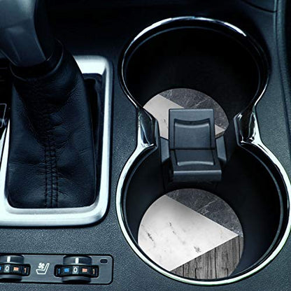 , Blue White Marble Wood Design Absorbent ROUND Fabric Felt Neoprene Car Coasters for Drinks, 2pcs Set - color: Blue White Marble Wood