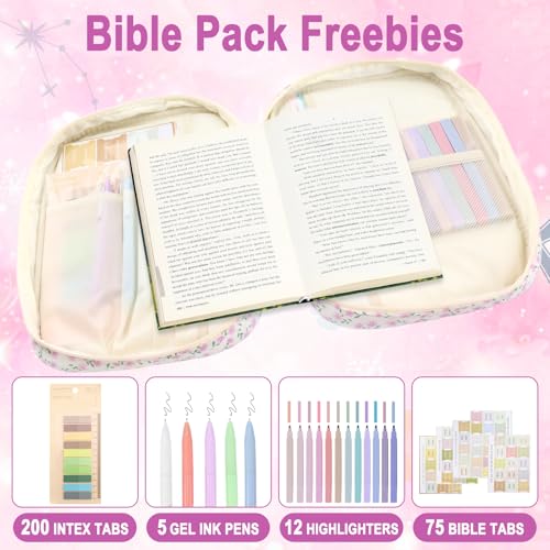 Zkptops Bible Cover Case for Women Large Bible Bag Cotton Quilted Bible Carrying Case with Zipper Pocket and Handle Carrying Book Cover for Christian Study Supplies Christian Gift(Purple Flower) - color: Fr Purple Flower