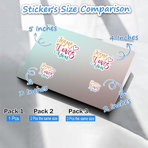 Jesus Loves You Sticker Heart Faith Christian Religious Bible Verse Positive Humor Sticker Bookish Book Lover Waterproof Die-Cut Vinyl Decal for Water Bottle Laptop Phone for Mom Dad Friend