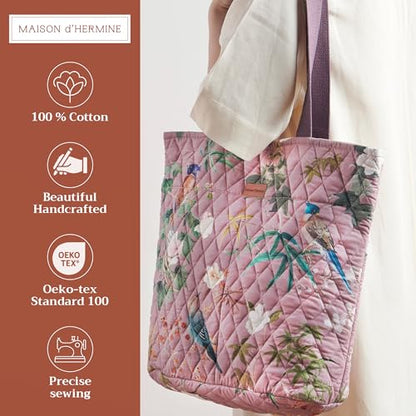Maison d' Hermine Shopping Bags Cotton Quilted Tote Bag with Zipper Pockets - color: 010 - Hokuzai - Violet