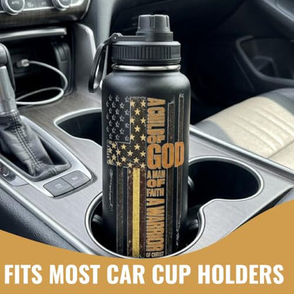 Christian Gifts for Men Stainless Steel Water Bottle 32 oz Religious Gifts - color: Christian