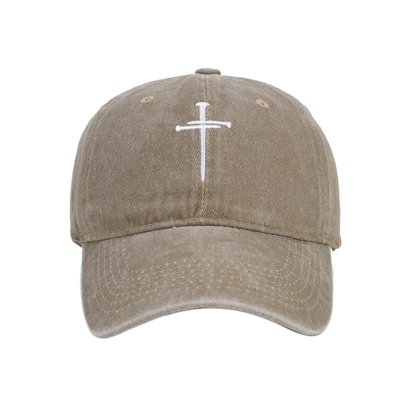 Quanhaigou Baseball Cap Dad Hat Adjustable Fashion Hats for Men Women Polo Trucker Unisex Style Headwear - color: Cross Nails Khaki