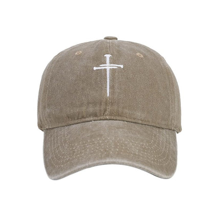 Quanhaigou Baseball Cap Dad Hat Adjustable Fashion Hats for Men Women Polo Trucker Unisex Style Headwear - color: Cross Nails Khaki