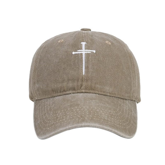 Quanhaigou Baseball Cap Dad Hat Adjustable Fashion Hats for Men Women Polo Trucker Unisex Style Headwear - color: Cross Nails Khaki