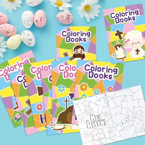ANGOLIO Easter Geometry Coloring Books - 24Pcs Jesus Lives Christain Color Booklet Bulk with Hosanna Bible DIY Art Drawing Book for Easter Basket Stuffers Religious VBS Sunday School Classroom Rewards - style: Easter Geometry