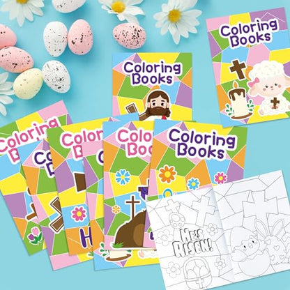 ANGOLIO Easter Geometry Coloring Books - 24Pcs Jesus Lives Christain Color Booklet Bulk with Hosanna Bible DIY Art Drawing Book for Easter Basket Stuffers Religious VBS Sunday School Classroom Rewards - style: Easter Geometry