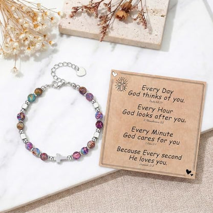 Cross Bracelet for Women Girls, Christian Gifts for Daughter Granddaughter Sister In Christ Friend Niece, Baptism Confirmation First Communion Gifts for Girls - color: Inspirational