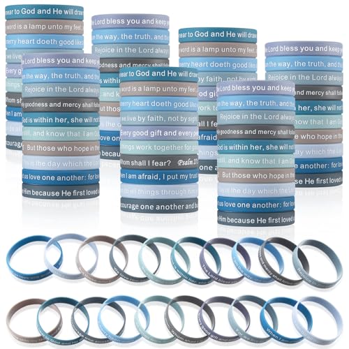 Estune 120 Pcs Bible Verse Bracelets Christian Wristbands, Blue Color - color: Blue Color