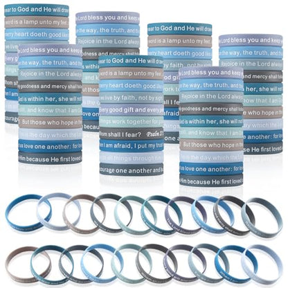 Estune 120 Pcs Bible Verse Bracelets Christian Wristbands, Blue Color - color: Blue Color