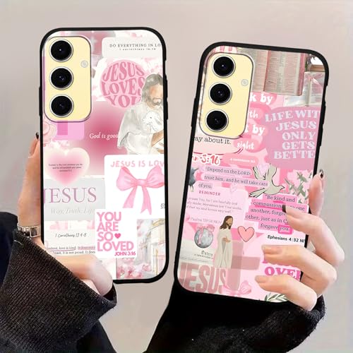 2 Pack Pink God Jesus Collage Phone Case for Samsung Galaxy S25 5G 6.2", Bible Verse Christian Quotes Bow Design Cover for Woman Girl, Slim Soft TPU Shockproof Protective Cases for Samsung S25 - color: Pink Collage, size: for Samsung Galaxy S25 5G