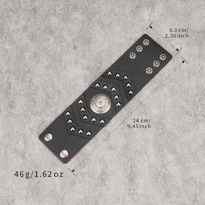 GelConnie Punk Leather Cuff Bracelet Adjustable Straps Wrap Bracelets Arm Armor Cuff Gothic Leather Wristbands for Men, Women - color: MLPB100-Black